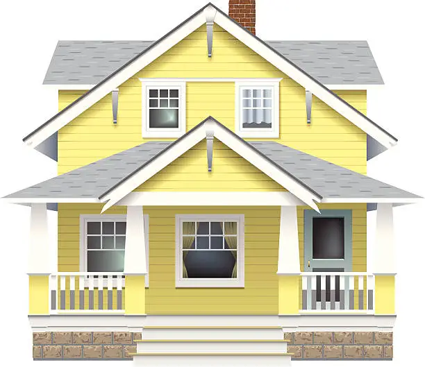 Vector illustration of Close-up illustration of a modern farmhouse