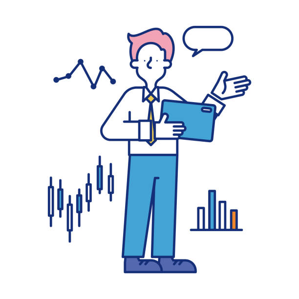 Illustration of a man in a quantitative profession It is an illustration of a man who takes a job of quants. quantitative research stock illustrations