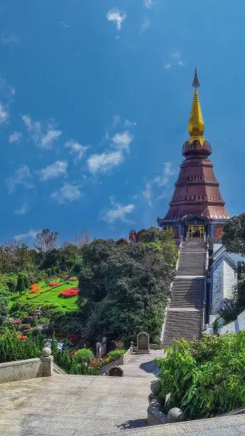 Photo of Landmark pagoda in doi Inthanon national park at Chiang mai, Thailand.