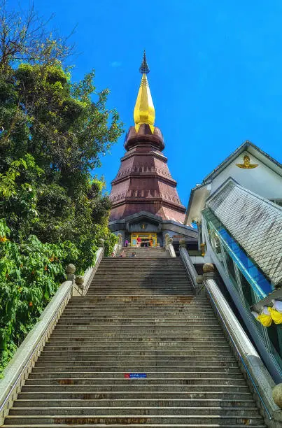 Photo of Landmark pagoda in doi Inthanon national park at Chiang mai, Thailand.