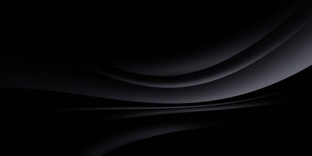 istock Abstract background with silk cloth texture, shiny satin curtain with waves and drapery. Realistic wallpaper with luxury flowing black textile 1491648207
