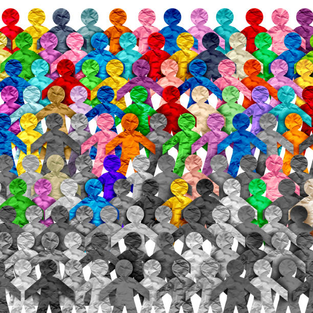 Shifting Population Dynamics Shifting Population Dynamics and changing demographics as diverse people in society as human group composition transforming into a multicultural societal makeup and international tolerance celebration. civil rights act stock pictures, royalty-free photos & images