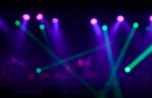 Abstract blurred image background of stage lights. Party, concert and entertainment concept