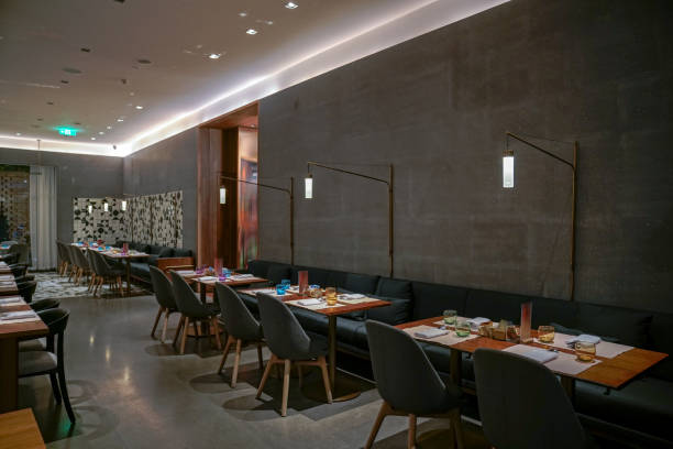 istock Restaurant and lounge bar interior, part of hotel 1491654425