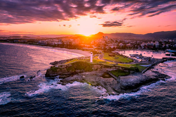 Twin lighthouses in Wollongong, Australia