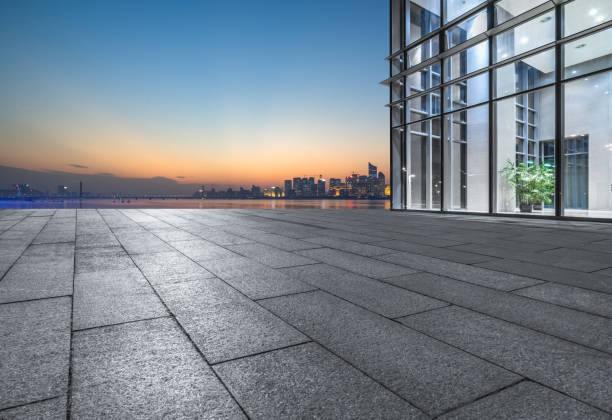 istock empty parking lots at downtown city, china. 1491659709