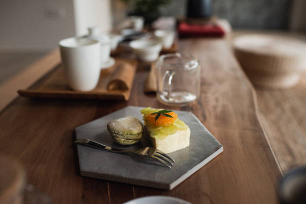 Japanese tea ceremony room with dessert