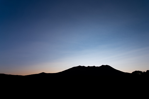 Mount Ontake, a mountain that emerges at dusk