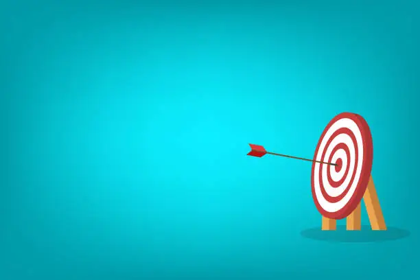 Vector illustration of Arrow Hitting Center Of Target