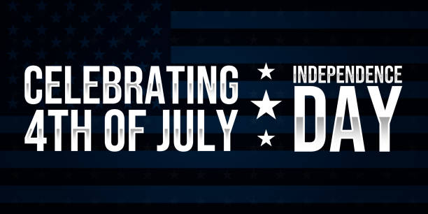istock Celebrating 4th of July Independence Day typography with American flag in the background 1491670465