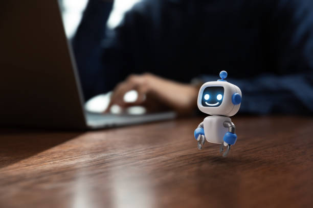 istock Ai toy levitation on table in front of businessman, 1491671266