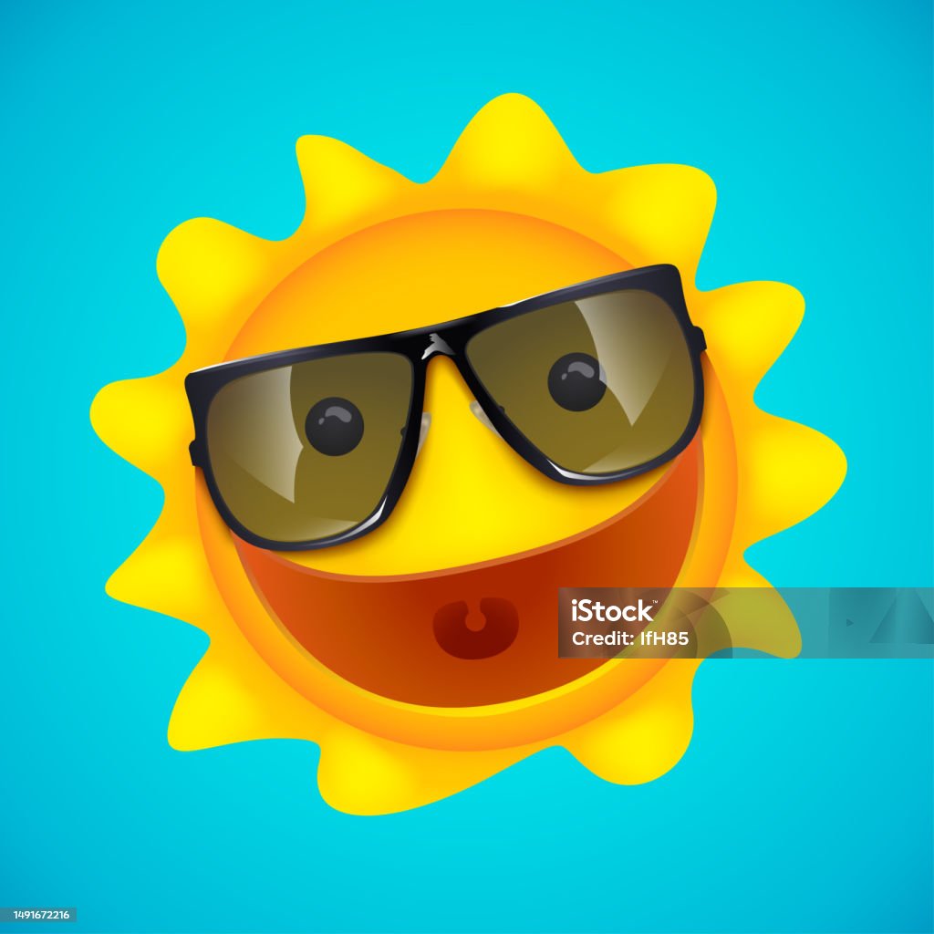 Window Sun Character Smiling Sun Character On Blue Stock Illustration - Download Image Now ...