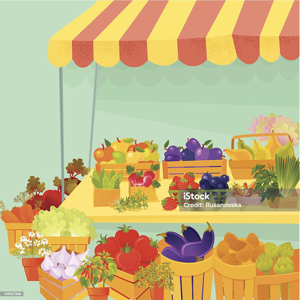 Farmer's mercato - arte vettoriale royalty-free di Frutta