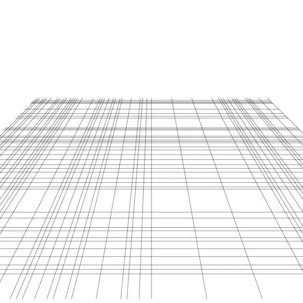 Vector illustration of In perspective: Grid of irregular lines