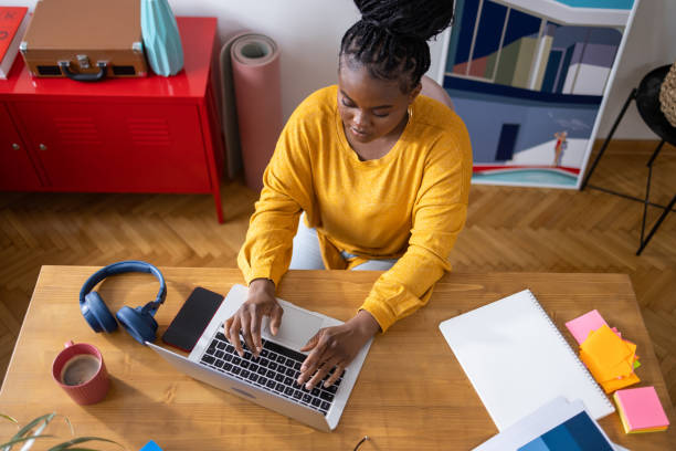 istock African American female working from her home office 1491677550