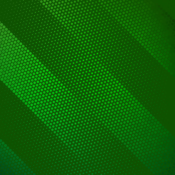 grüne abschnitte des diagonalen fading-musters aus kreisförmigen punkten - olaser stock-grafiken, -clipart, -cartoons und -symbole