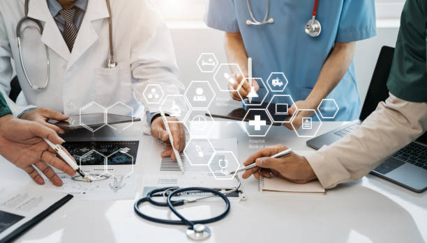 istock Medical team working on digital tablet healthcare doctor technology tablet using computer analyzed the results of medical reports at the hospital. 1491677770
