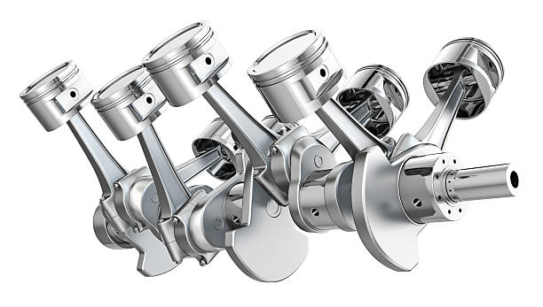 pistons de moteur V8 sur un crankshaft - Photo