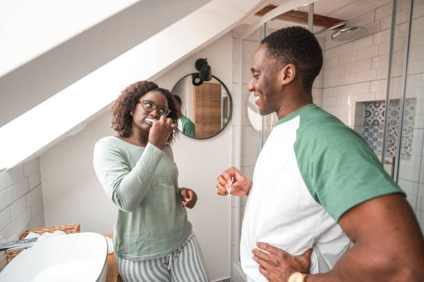 istock Cute Black Couple In A Bathroom 1491686286