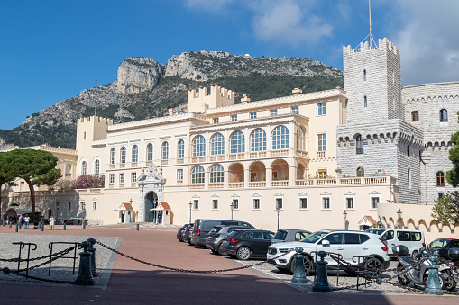Monaco-Ville, Monaco, April 20th 2023:- A view of Prince’s Palace  in  Monaco-Ville, first built in 1191.