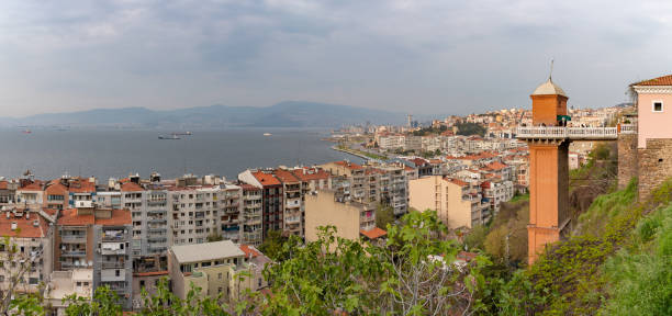 istock Izmir Coastline and Izmir Historical Elevator Building 1491687698
