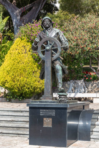 Monaco-Ville, Monaco, April 20th 2023:- A view of A statue of Prince Albert the First of Monaco, located in Monaco-Ville