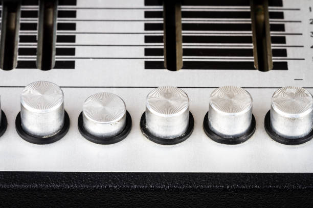 istock Close up of tone controls on vintage turntable 1491691676