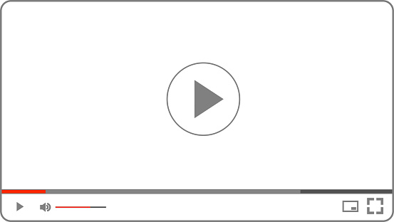 Multimedia video player with play button, play video online window with navigation icon. Vector illustration
