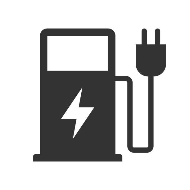 illustrations, cliparts, dessins animés et icônes de icône de la borne de recharge électrique. symbole du chargeur de véhicule. panneau de pompe de charge de batterie. image d’illustration vectorielle. - supercharger