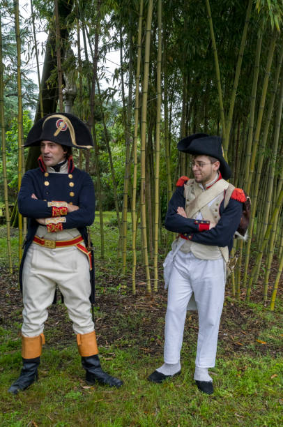 Turbigo, Italy - May 20, 2023: some people impersonate soldiers of the French army in Italy as they defeat the Austrians and Piedmontese, conquering Milan and Lombardy.