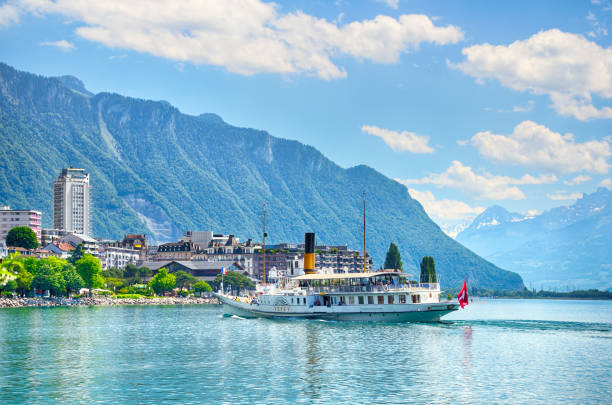 Montreux, Switzerland Swiss riviera at Montreux a municipality located on Lake Geneva montreux stock pictures, royalty-free photos & images