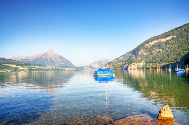 トゥーン湖,switzerland - nautical vessel sailboat interlaken switzerland ストックフォトと画像