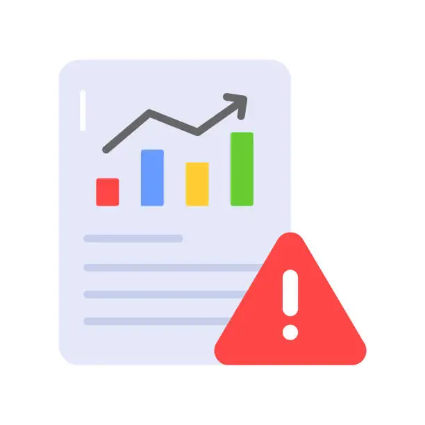 Vector illustration of Exclamation mark with data report showing vector of warning report in modern style