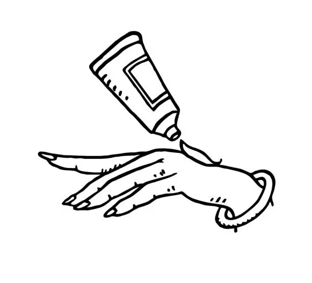 Vector illustration of Woman hands applying cream