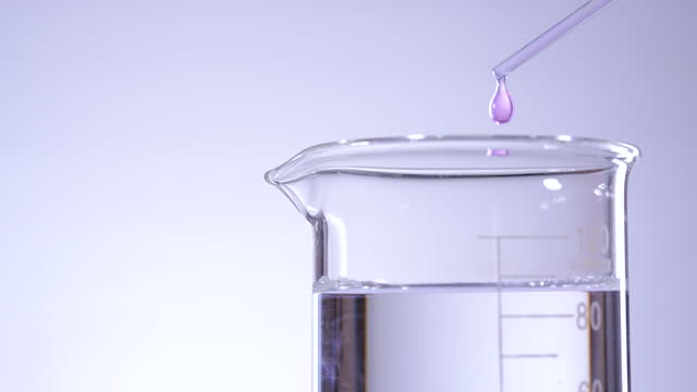 Drop pink liquid solution