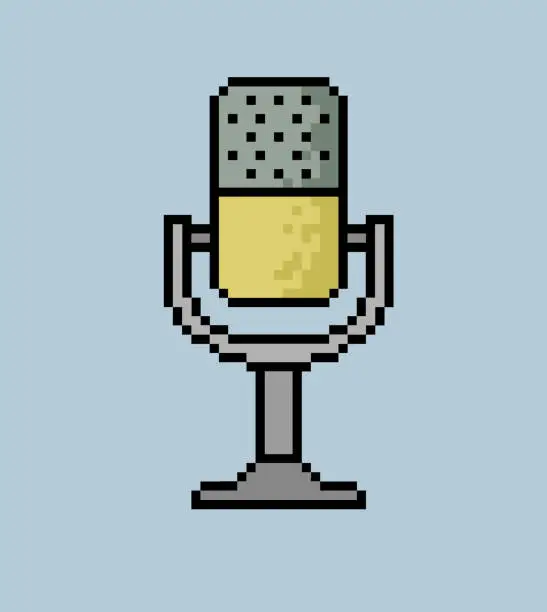 Vector illustration of Pixel retro microphone