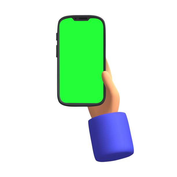 istock 3d render Cartoon finger click on smartphone with green screen and hand holding a phone isolated icon vector illustration 1491712754