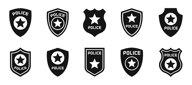 Police badge. Police symbols. Policeman badges collection. Police badge vector icons. EPS 10