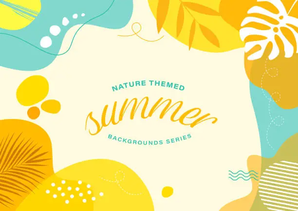 Vector illustration of Abstract simply background with natural line arts - summer theme -