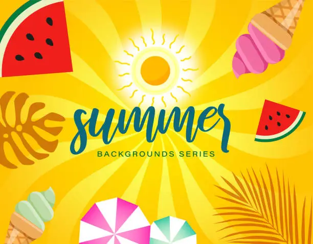 Vector illustration of Colorful summer background layout poster design. Design background for social media post, cover, print and wallpaper