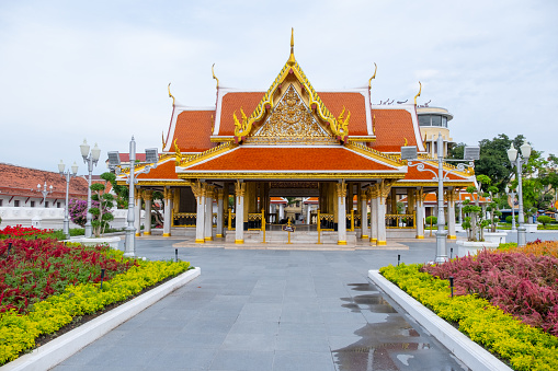 Street view with landmark at Bangkok capital city of Thailand,29 April,2022.