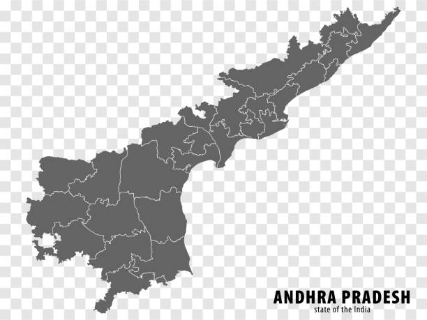 illustrations, cliparts, dessins animés et icônes de carte vierge état andhra pradesh de l’inde. carte de haute qualité andhra pradesh avec des municipalités sur fond transparent pour la conception de votre site web, logo, application, interface utilisateur. république de l’inde. eps10. - andhra pradesh