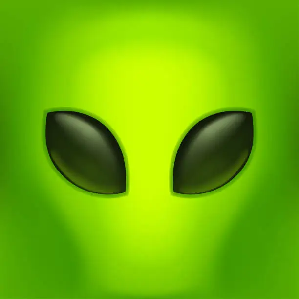 Vector illustration of green alien on green back