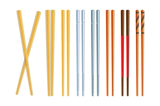 Vector illustration of chopsticks set on white