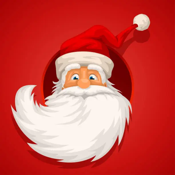 Vector illustration of santa head on red