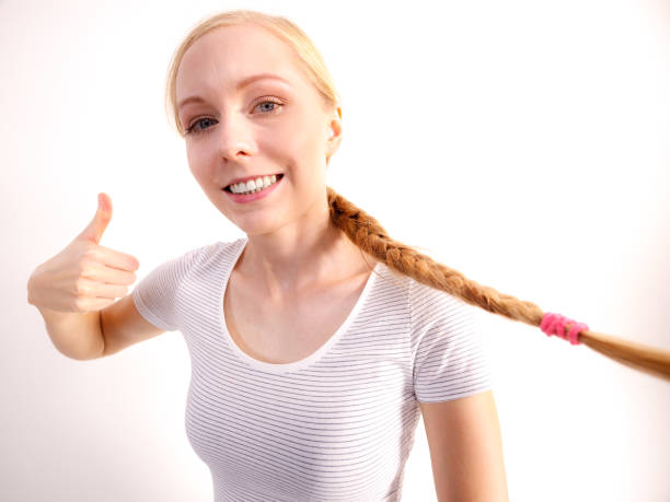 istock Blonde girl with braid hair 1491742737