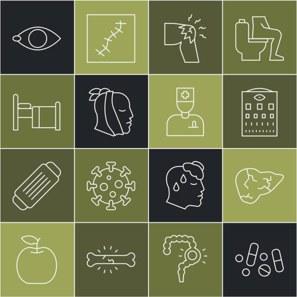 Set line Medicine pill or tablet, Hepatitis virus, Eye test chart, Joint pain, knee pain, Toothache, Hospital bed, Blindness and Male doctor icon. Vector Set line Medicine pill or tablet Hepatitis virus Eye test chart Joint pain knee pain Toothache Hospital bed Blindness and Male doctor icon. Vector. dental and vision care stock illustrations