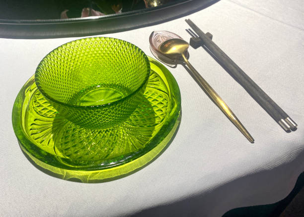 Green glass cutlery