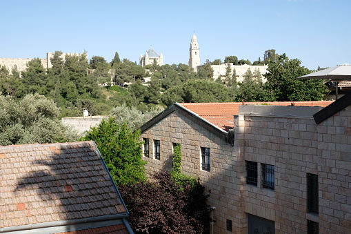 Jerusalem old city walls church skyline