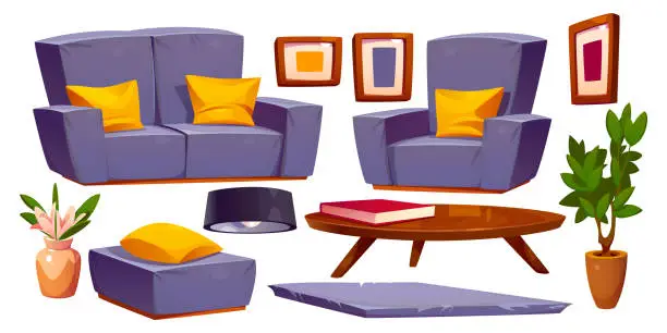 Vector illustration of Isolated house living room interior cartoon vector